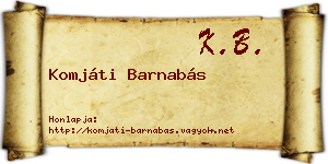 Komjáti Barnabás névjegykártya