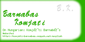 barnabas komjati business card